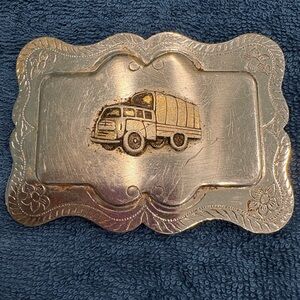 Vintage Silver and Gold Truck Design Belt Buckle from Japan